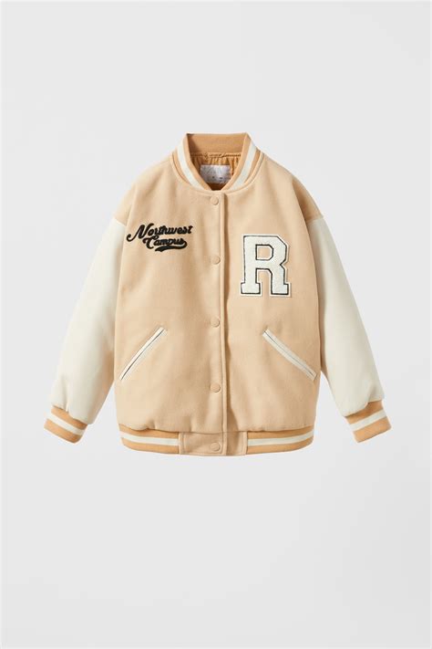 zara varsity jacket|CONTRASTING FAUX LEATHER VARSITY BOMBER JACKET